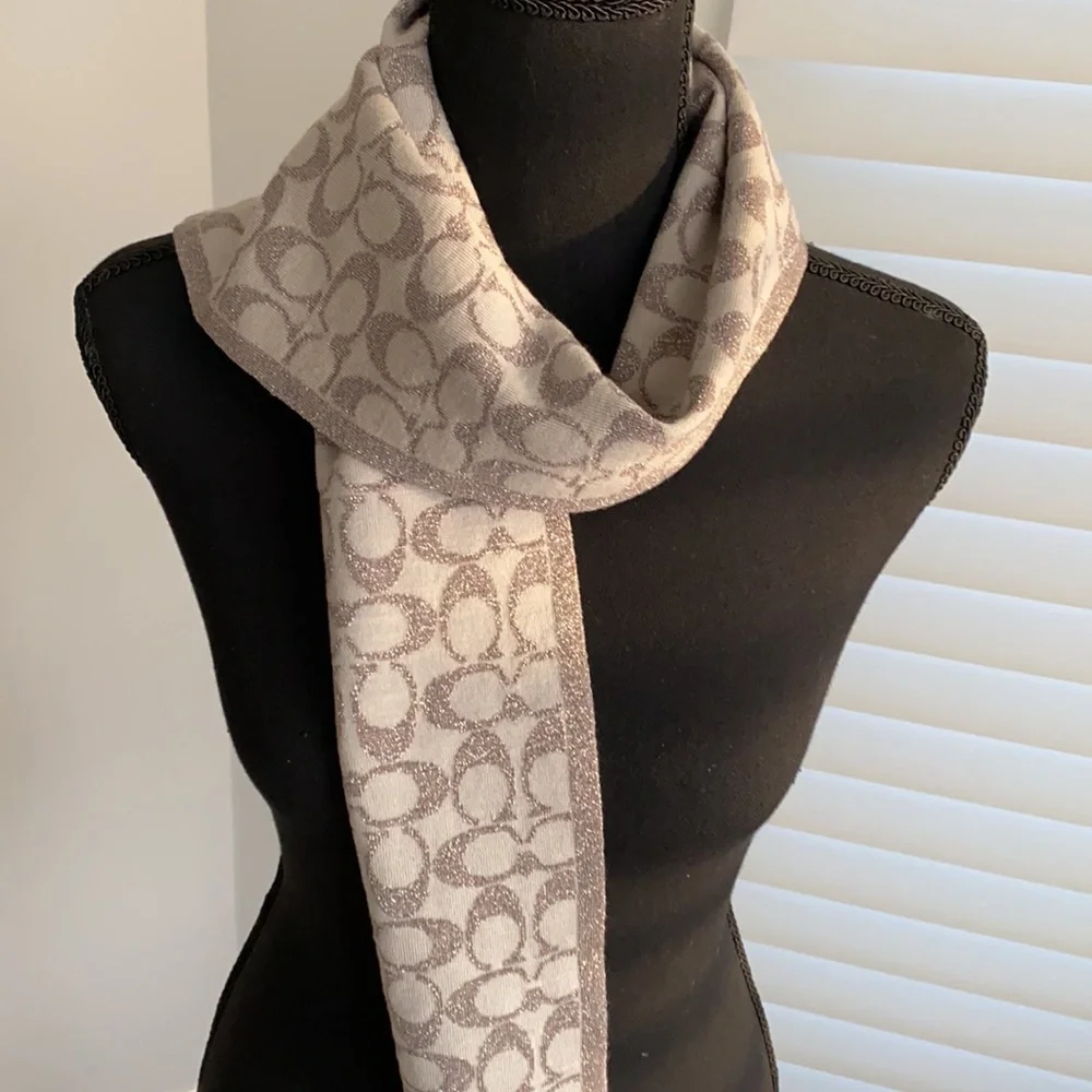 Coach | Accessories | Coach Signature Logo Knit Scarf | Poshmark